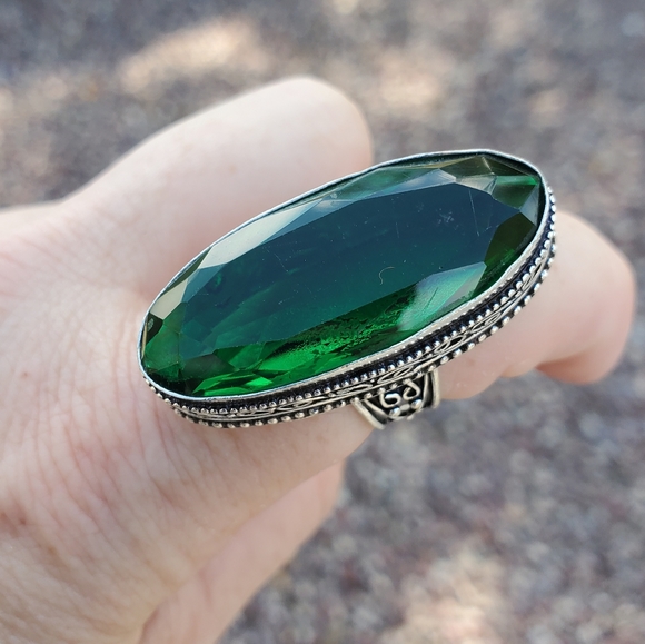 New Oversized Chrome Diopside 925 Silver Statement Ring. - Picture 2 of 12